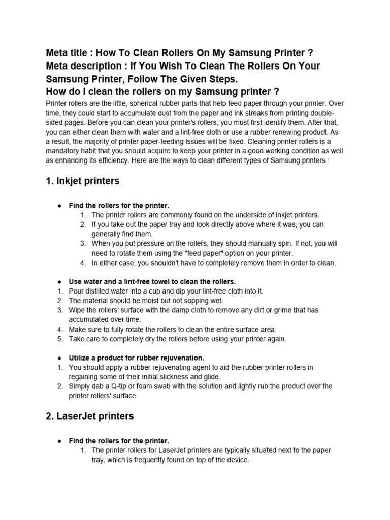 Clean Rollers On My Samsung Printer PDF Printer