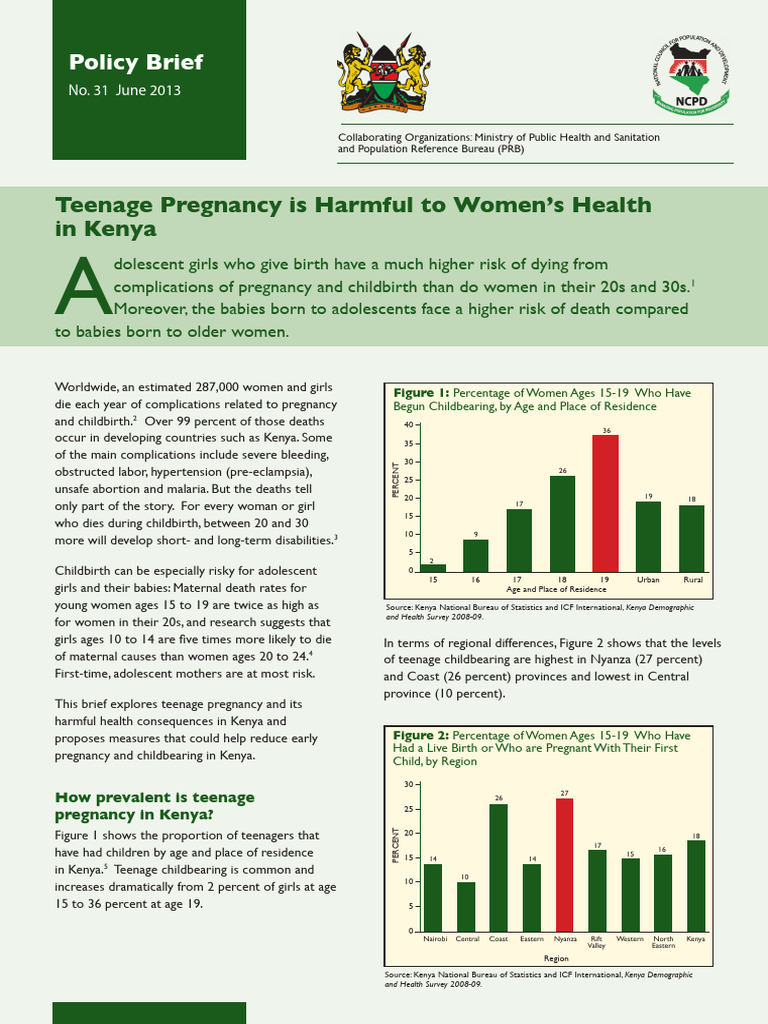 Policy Brief 31 Teenage Pregnancy F | PDF | Teenage Pregnancy | Sex ...