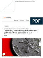 Departing Hong Kong Residents Took $269 MLN From Pensions in Q2 - Reuters