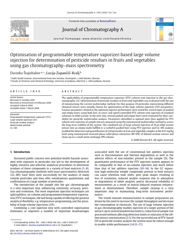Optimizing PTV for Pesticide Analysis | PDF | Gas Chromatography ...