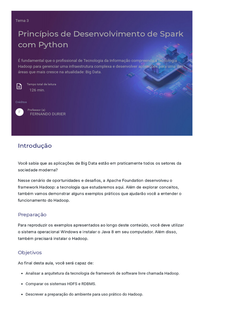 Benefícios e Arquitetura do Apache Spark | PDF | Python (linguagem de ...