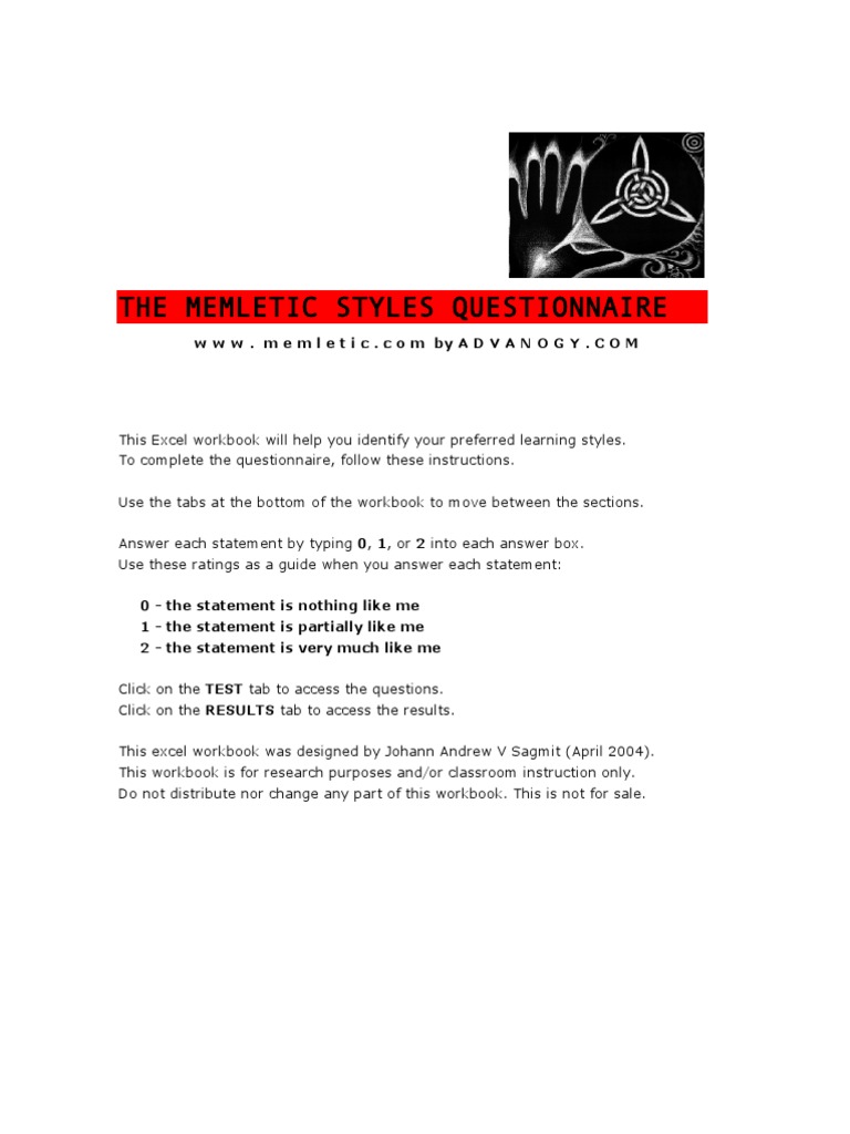 Memletic Learning Styles Questionnaire | PDF | Thought | Cognition