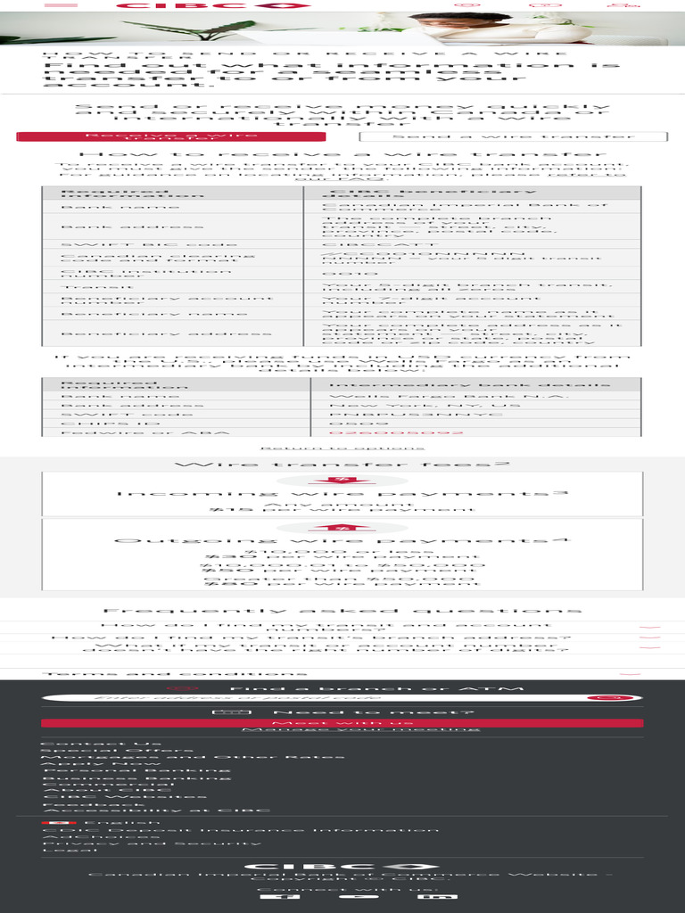 Sending and Receiving Wire Transfers CIBC PDF Wire Transfer Payments