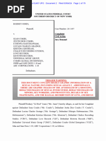 Rodney Jones v. Sean Combs - Lawsuit in New York Southern District