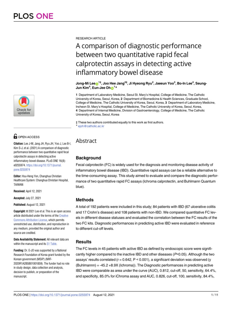 A Comparison of Diagnostic Performance | PDF | Inflammatory Bowel ...