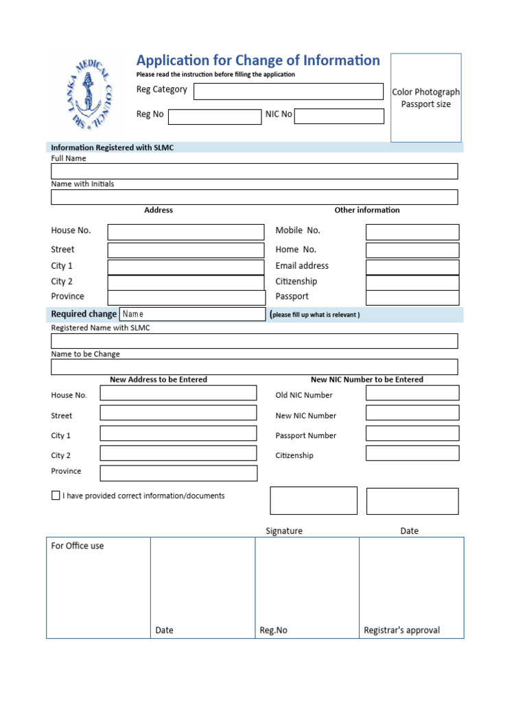 SLMC Application for Name Change | PDF | Identity Document | Payments