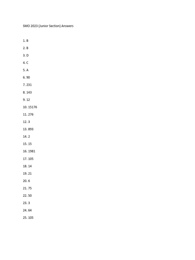 Junior Section - First Round Answers - SMO Singapore Mathematical ...