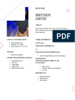 Bryden Arvie: Resume