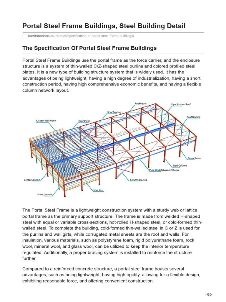 Portal Steel Frame Building Specifications | PDF | Framing ...