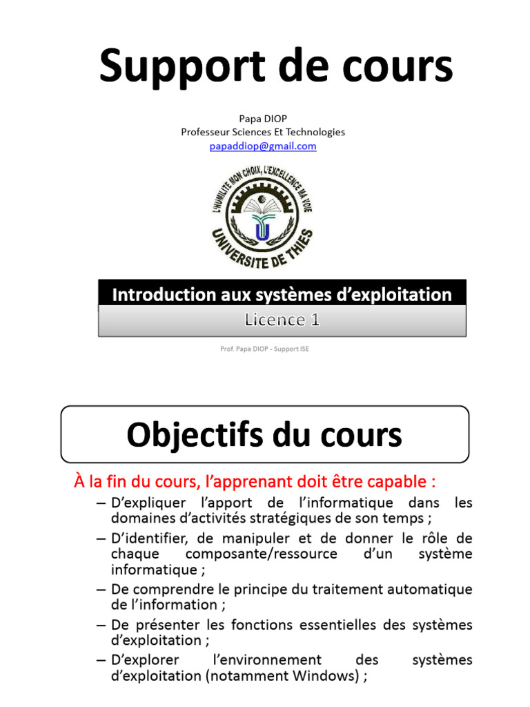 Introduction aux Systèmes d'Exploitation | PDF | Système d'exploitation ...