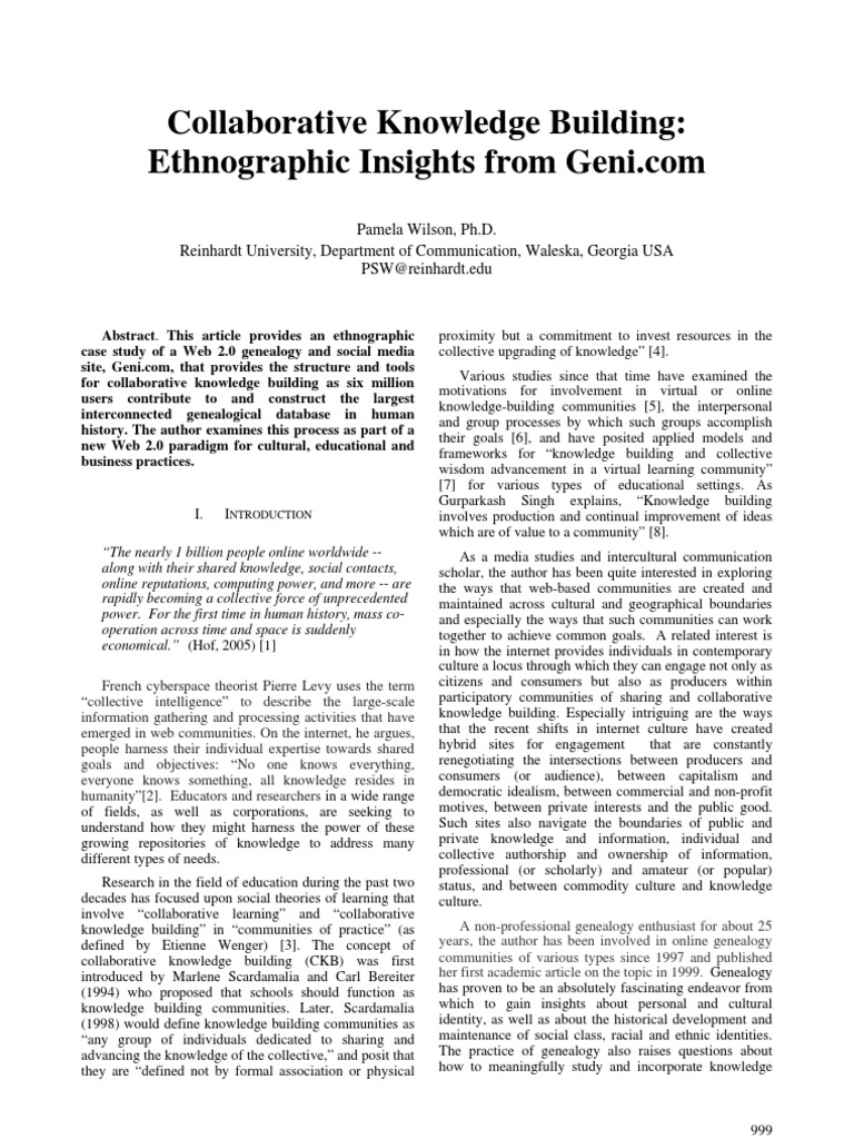 Collaborative Knowledge Building: Ethnographic Insights From Geni - Com ...