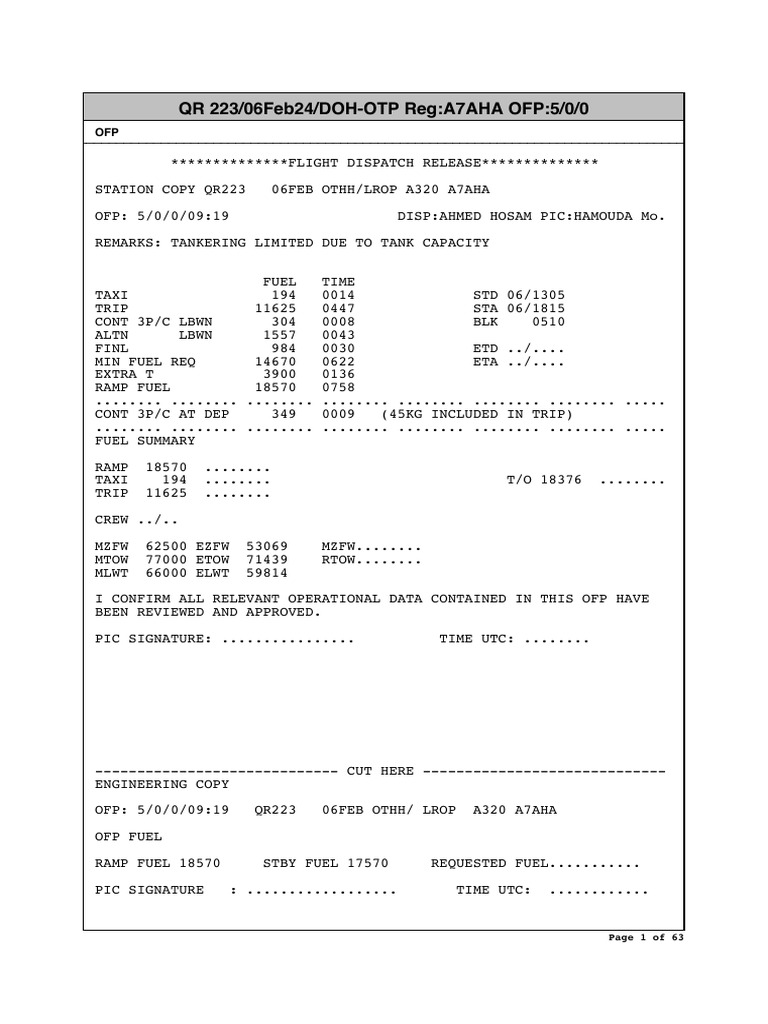 Flight Dispatch Release | PDF | Air Traffic Control | Aerospace