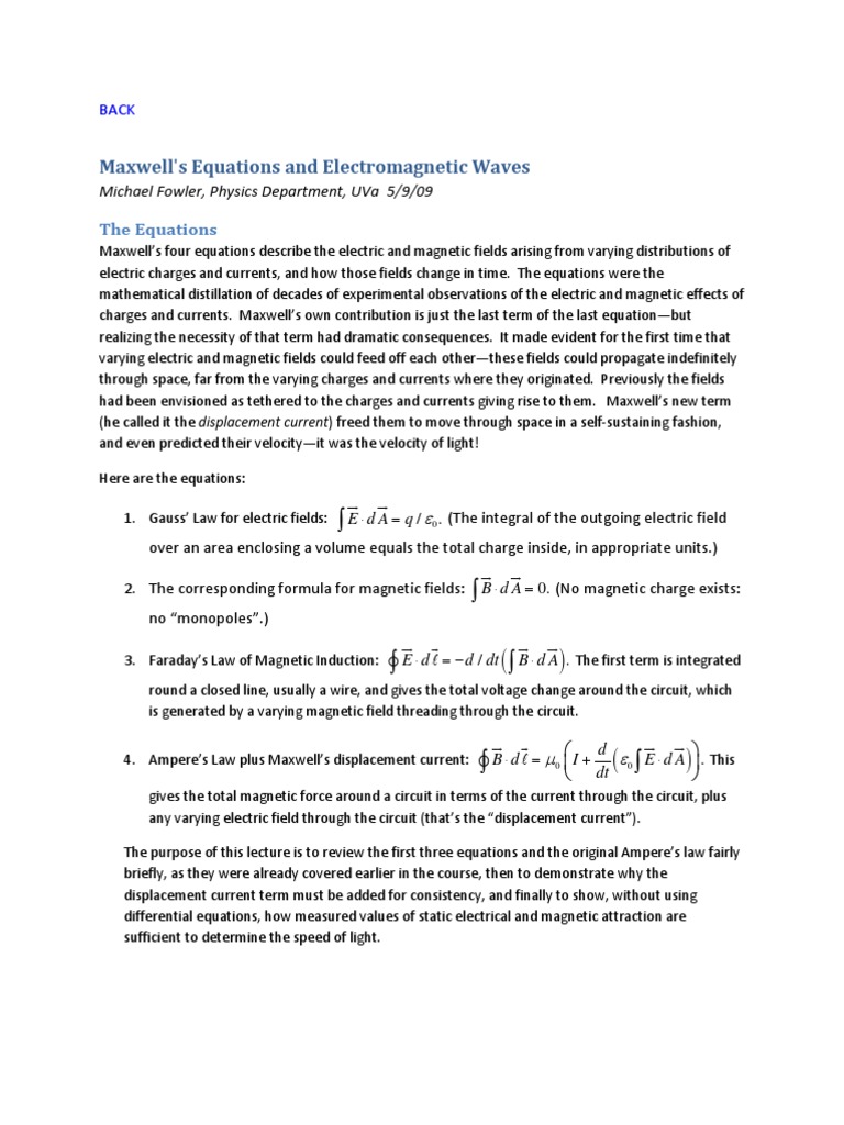 Maxwell's Equations Overview | PDF | Magnetic Field | Electric Current
