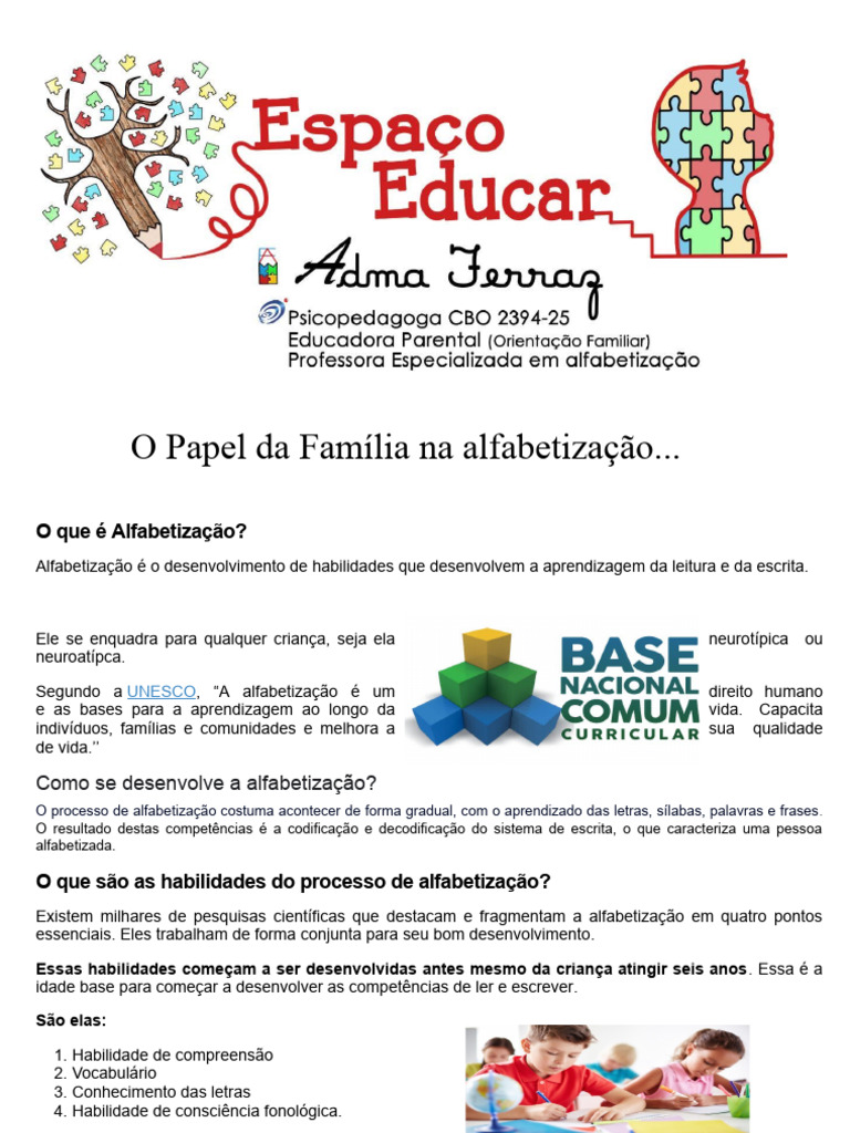 O Papel Da Família Na Alfabetização | PDF