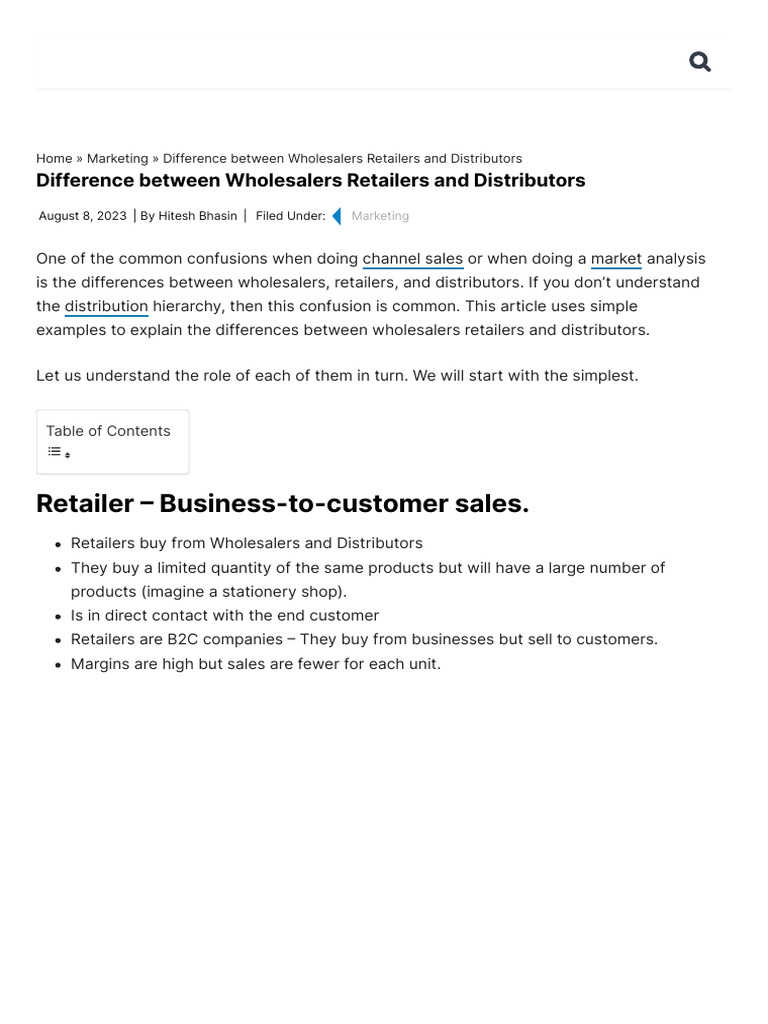 Difference Between Wholesalers Retailers and Distributors Marketing91