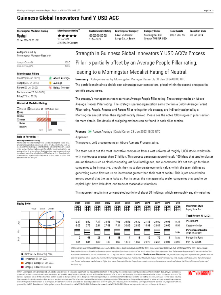 Morningstar Report 636d1b64e26a17cb57ae76f5 | PDF | Sharpe Ratio ...