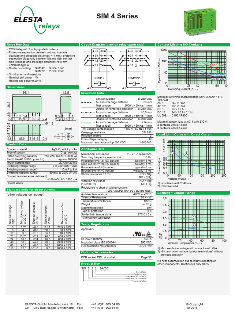 PCB Relay Specifications Guide | PDF | Relay | Alternating Current