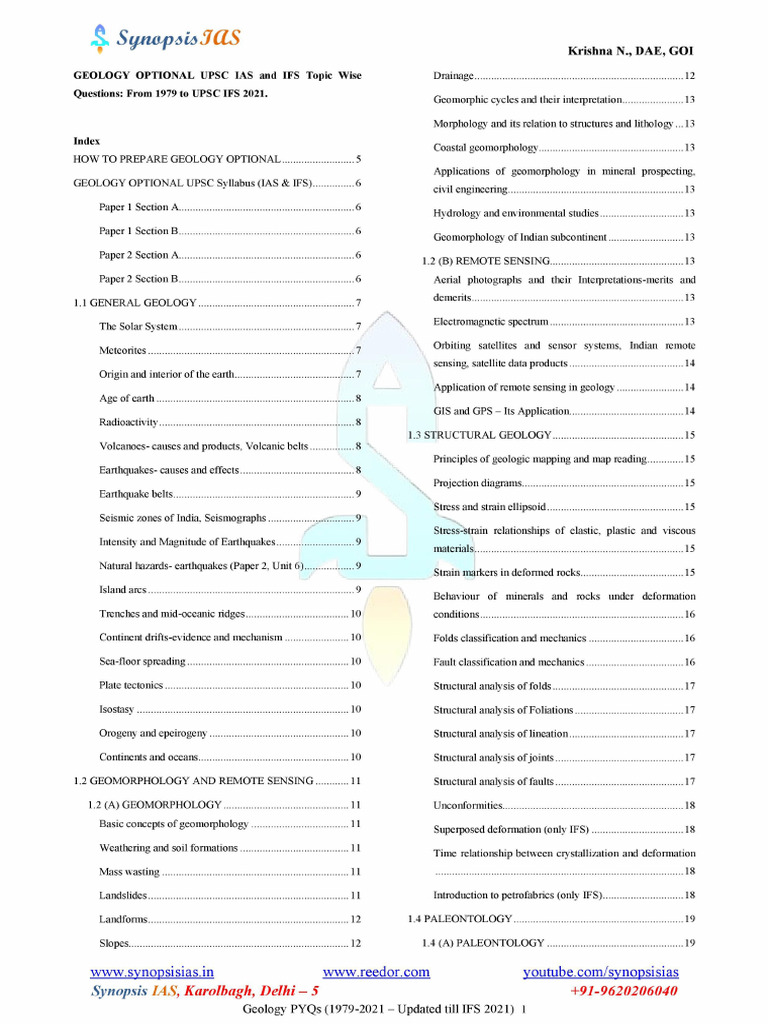 02 Geology Optional Upsc Ias Ifs Pyqs 1979 2021 V 2 0 Upload Pdf