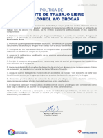 Politica de Ambiente de Trabajo Libre de Alcohol y o Drogas