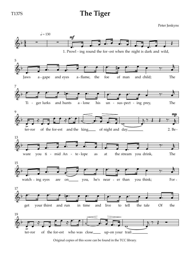 The Tiger - Vocal Score | PDF