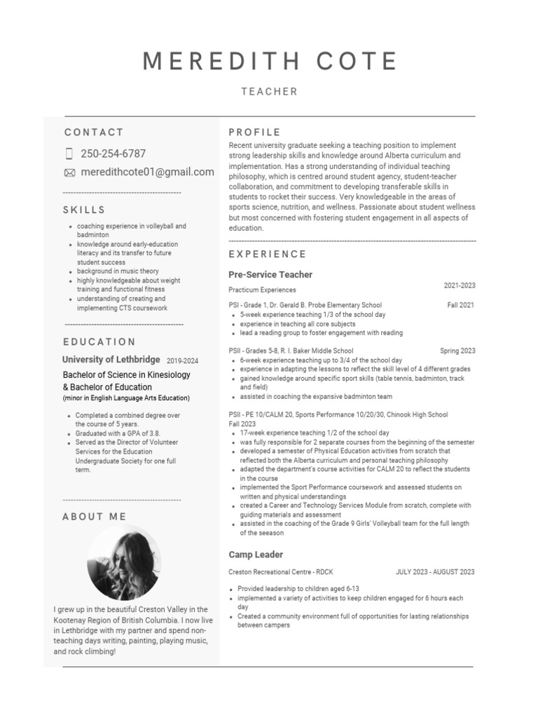 Minimalist white and grey professional resume pdf physical