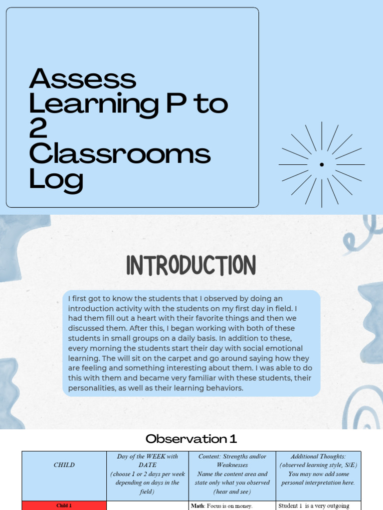 Observation Logs Pdf Area Learning Styles