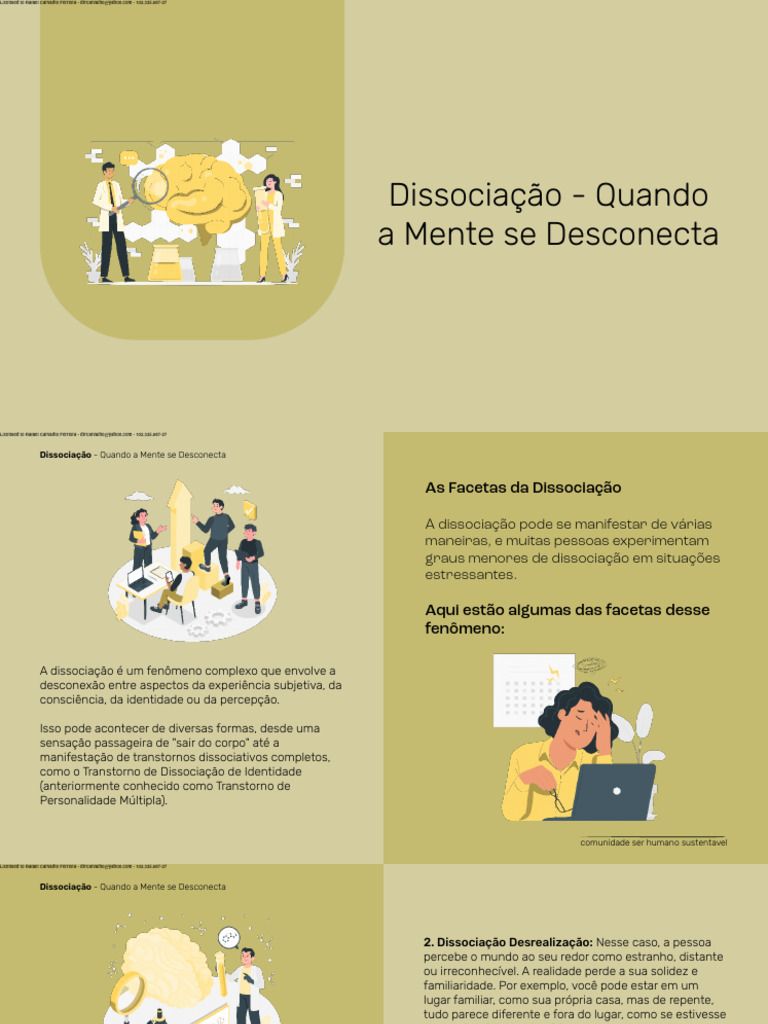 Entendendo a Dissociação Mental | PDF | Dissociação (Psicologia ...