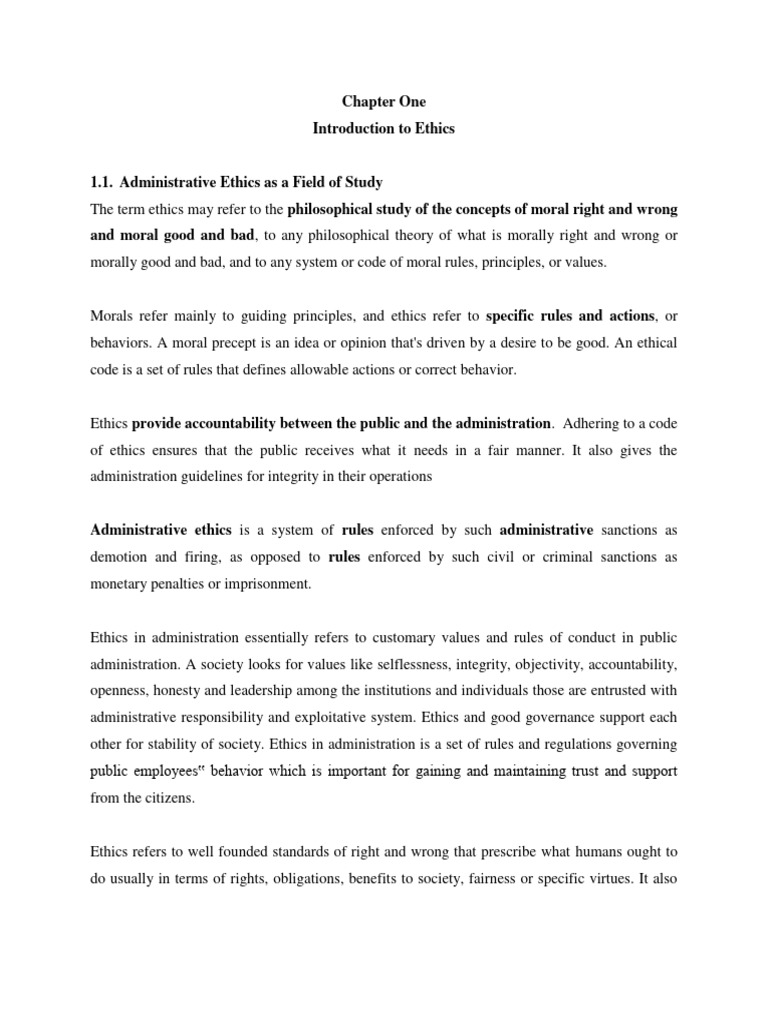 Ethics in Public Administration Overview | PDF | Virtue | Morality