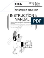 Toyota SP100 Series Sewing Machine Instruction Manual
