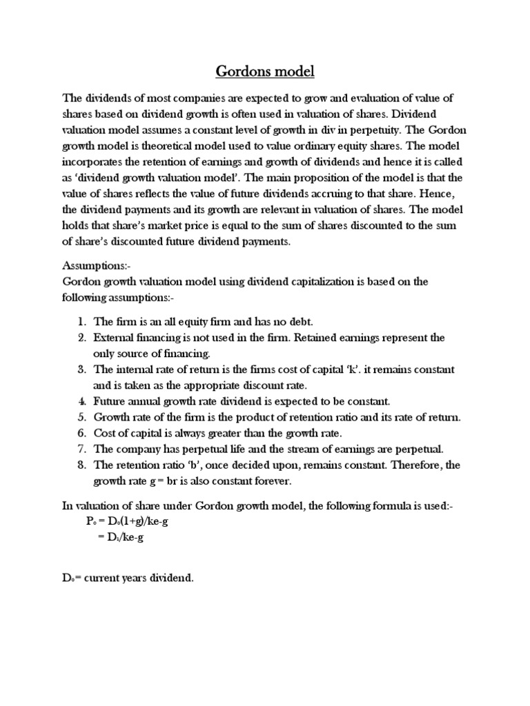 Gordons Model | PDF | Cost Of Capital | Valuation (Finance)