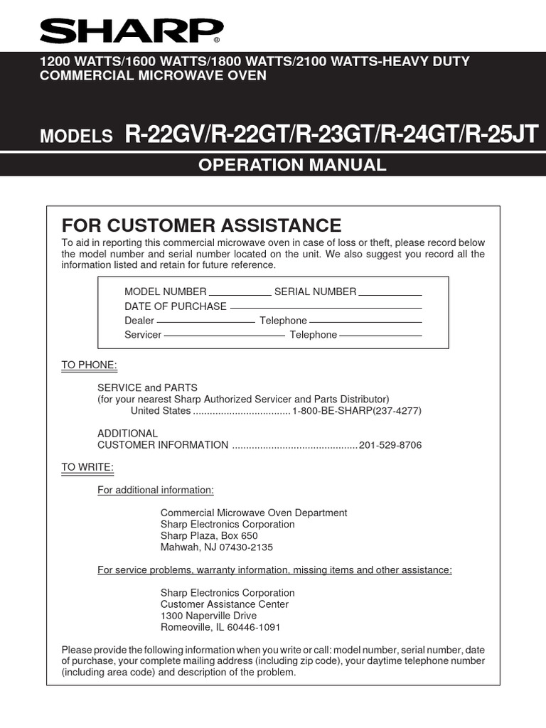 R-22gv R-22gt R-23gt R-24gt R-25jt Operation Manual | PDF | Ac Power ...