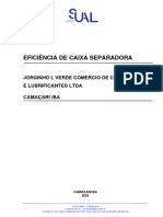 Relatório de Efiencia de Caixa Separadora