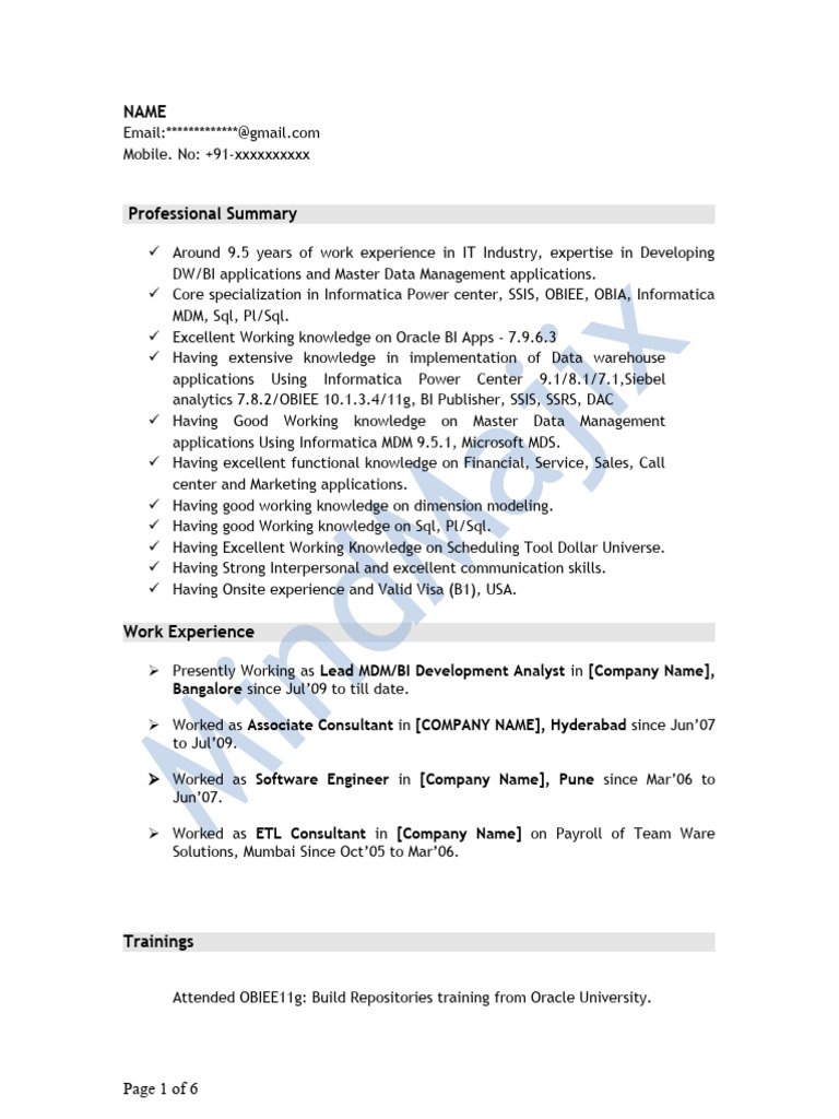Informatica mdm sample resume 3 pdf analytics microsoft sql server