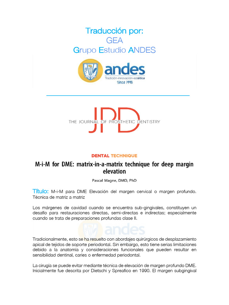M-i-M para DME: Elevación de Margen Dental | PDF