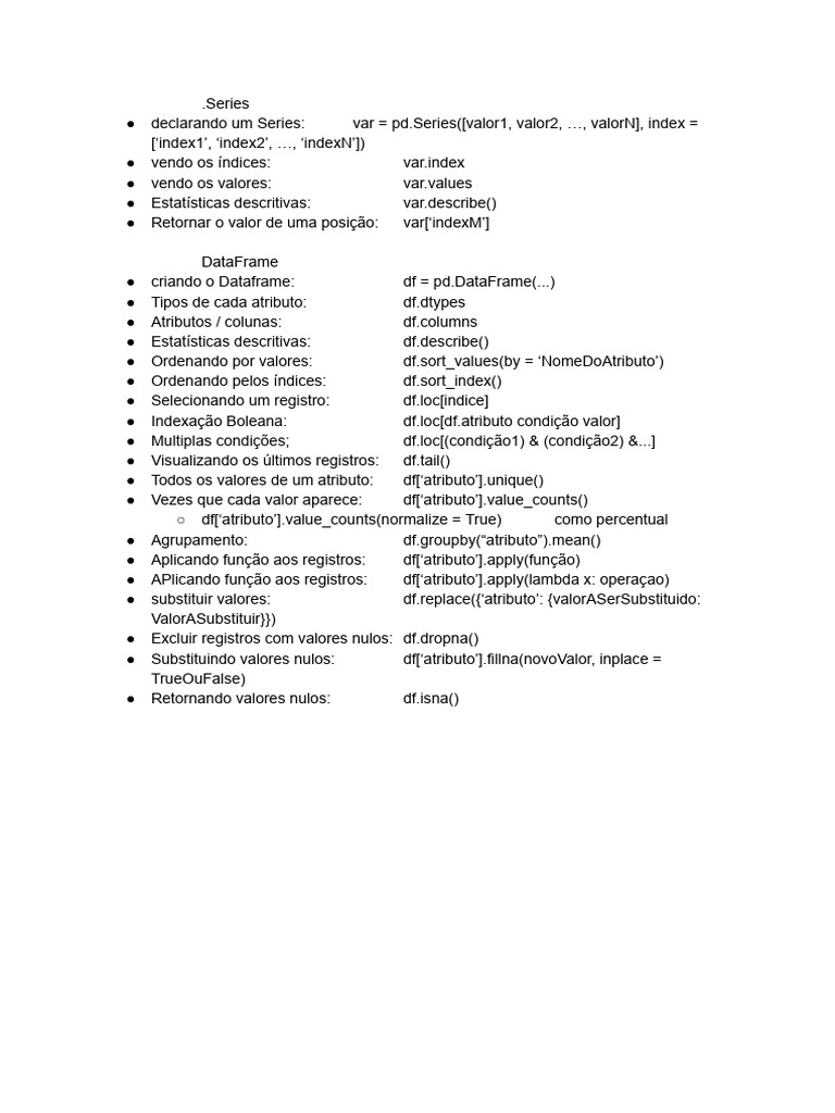 Comandos Pandas | PDF