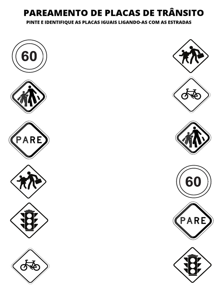 Placas de Trânsito para Colorir e Identificar | PDF
