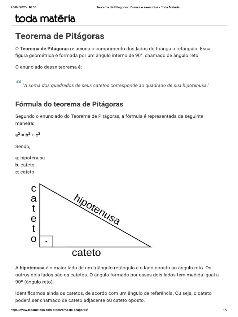 Teorema de Pitágoras | PDF