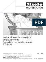 Instrucciones de Manejo y Emplazamiento Secadora Por Salida de Aire PT 5136