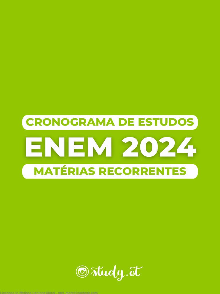Cronograma de Estudos Enem 2024 - Recorrentes | PDF | Educação em Artes ...