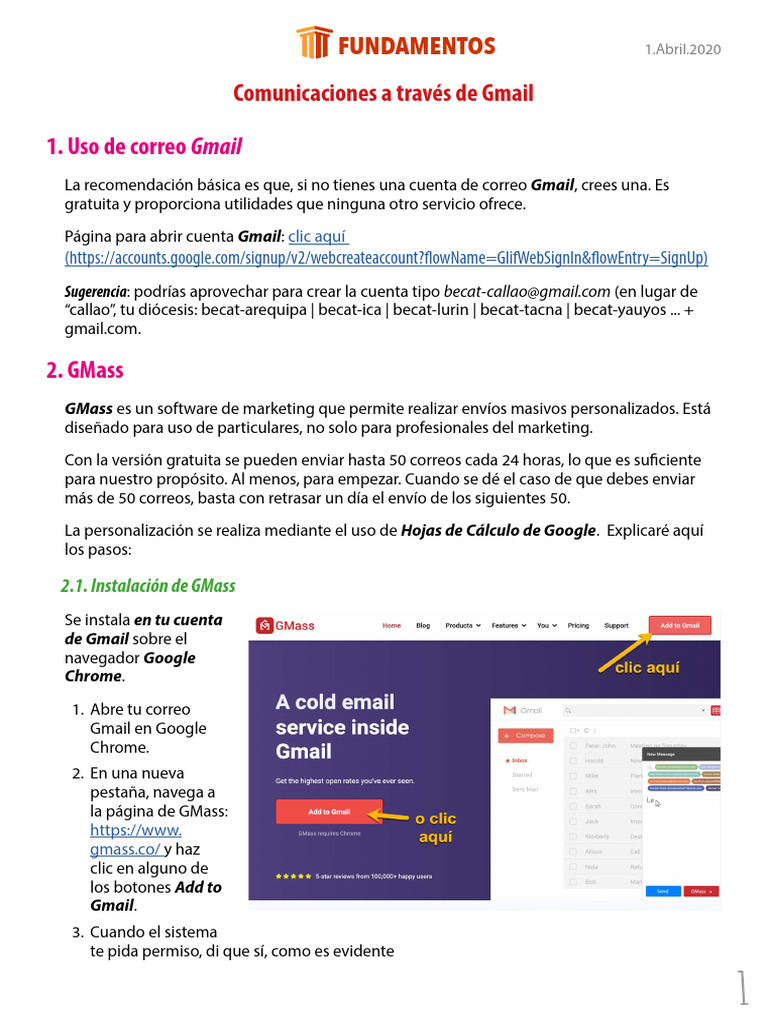Crear cuenta y usar GMass en Gmail | PDF | Gmail | Tecnologías de la ...
