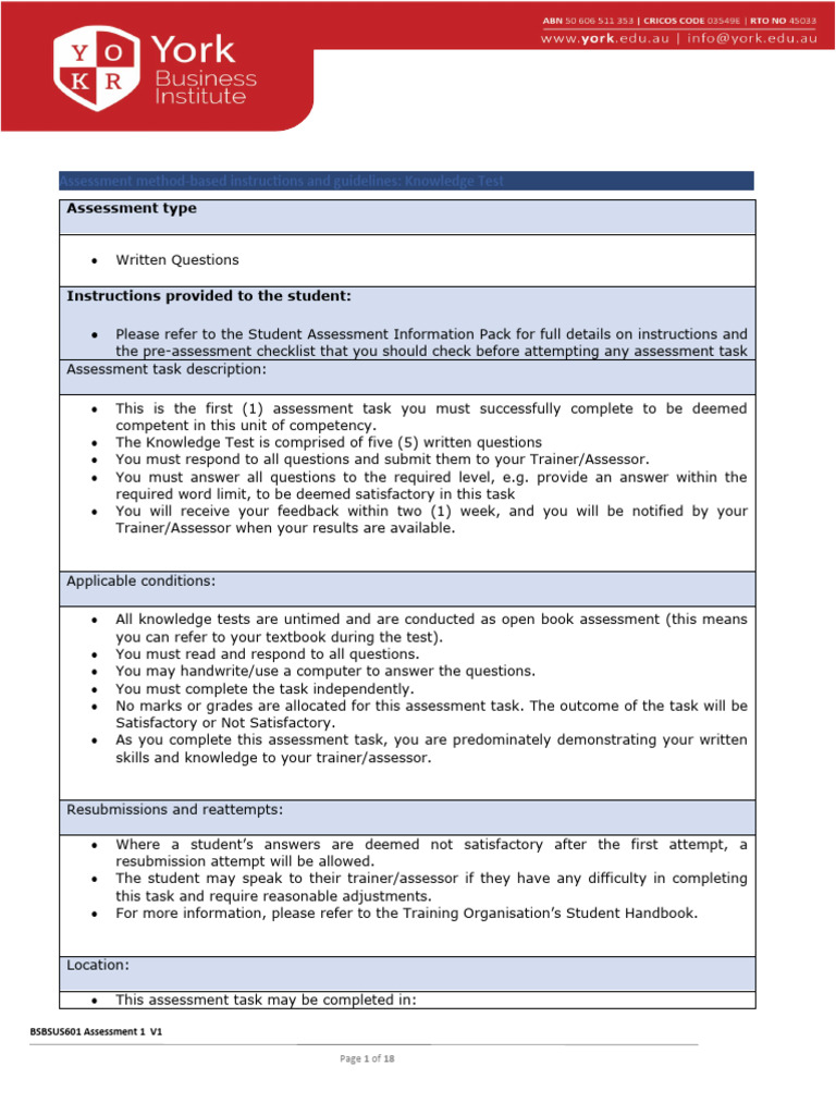 Knowledge Test Guidelines for CSR Assessment | PDF | Corporate Social ...