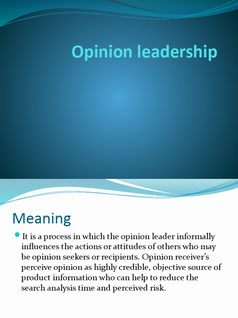 Opinion Leadership PDF Credibility Leadership
