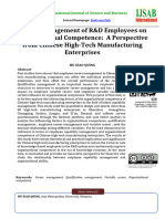 Career Management of R&D Employees On Organizational Competence: A Perspective From Chinese High-Tech Manufacturing Enterprises