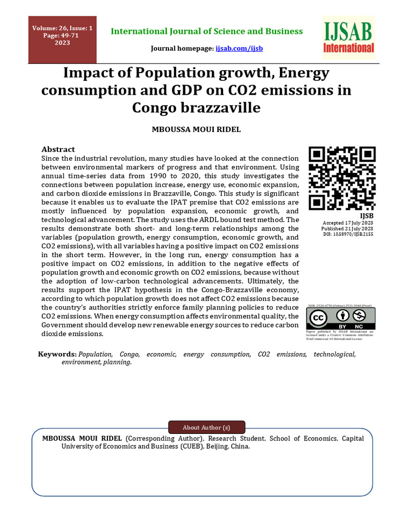 Impact of Population Growth, Energy Consumption and GDP On CO2 ...