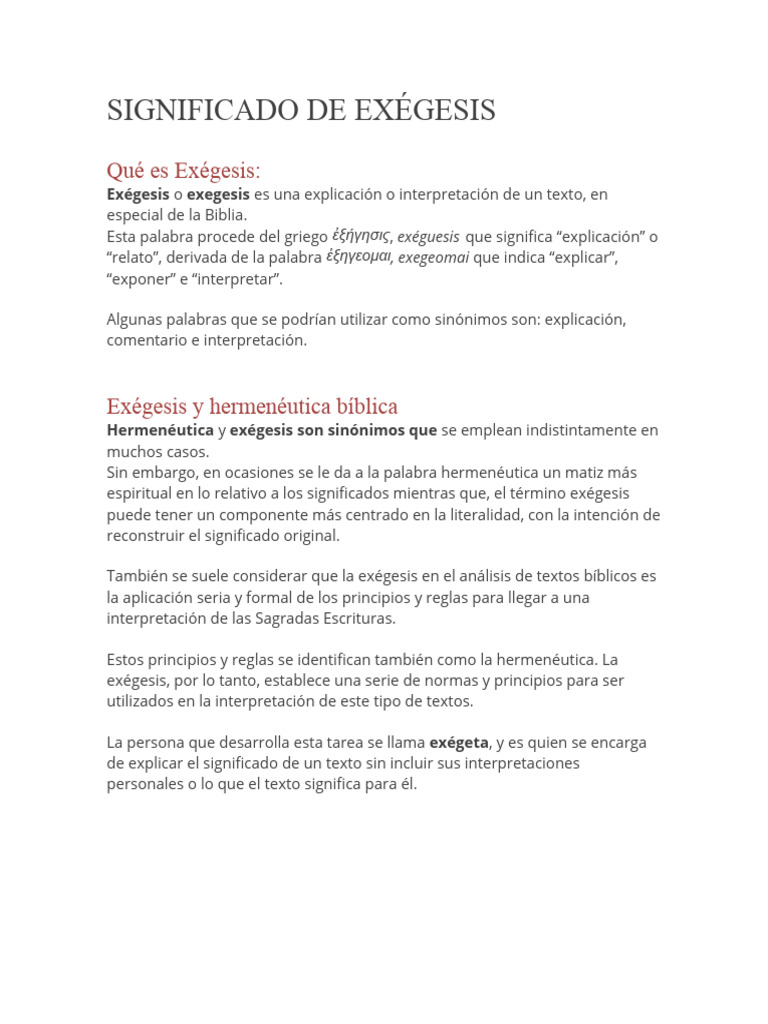 SIGNIFICADO DE EXÉGESIS | PDF