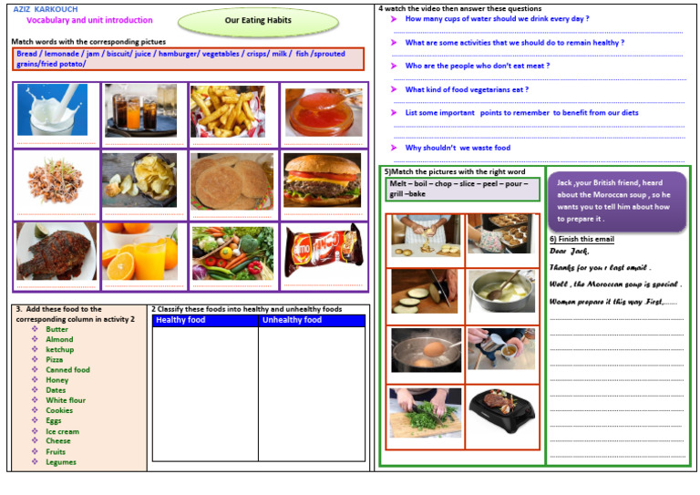 Food Vocabulary and Healthy Eating Guide | PDF | Foods | Cuisine