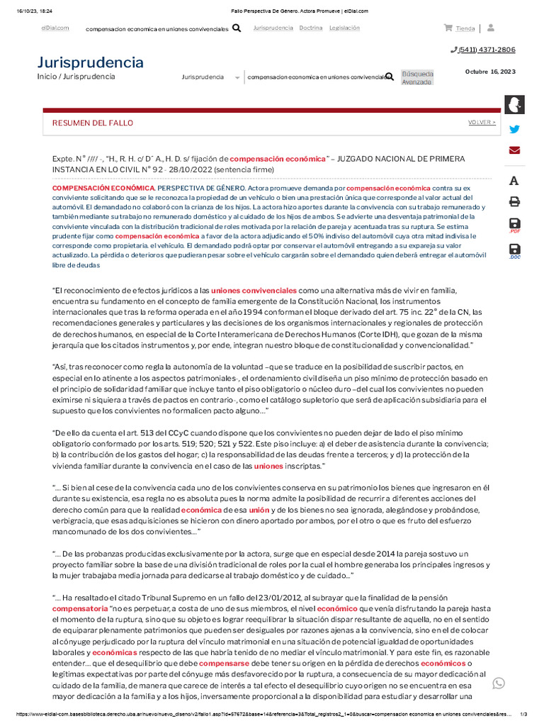 Fallo Perspectiva de Género. Actora Promueve | PDF