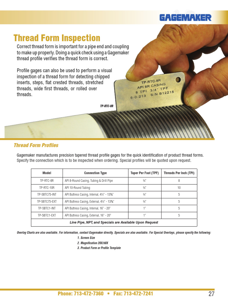 Precision Thread Form Inspection Gages | PDF