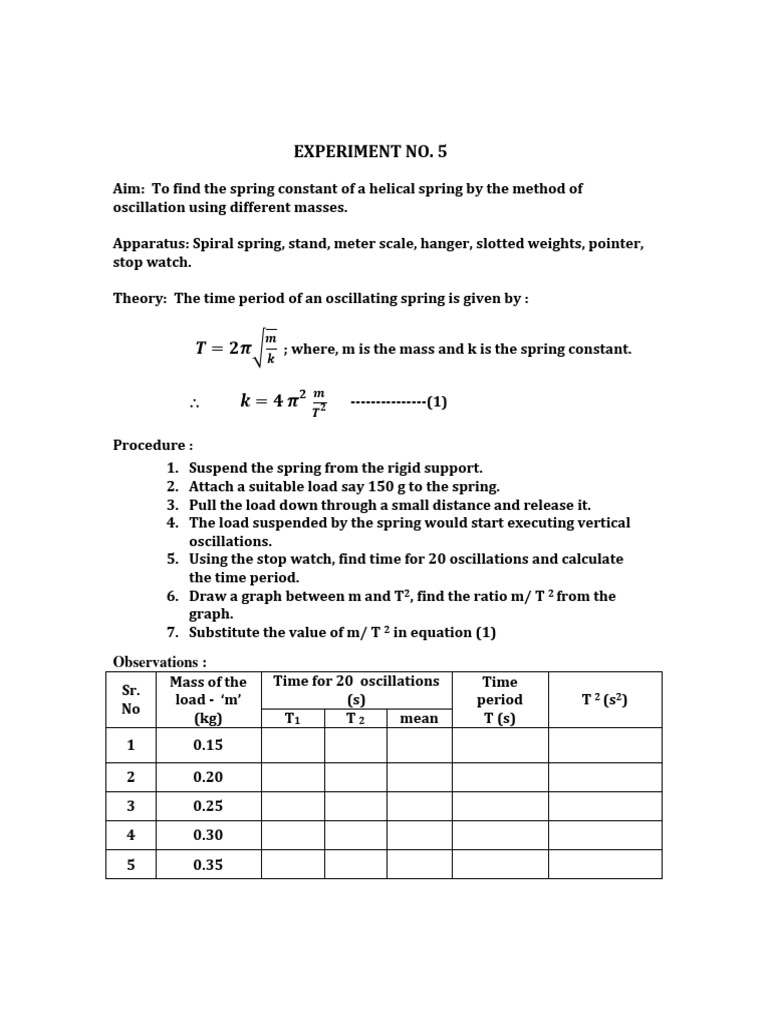 Class 11 Physics Lab Manual Work - Experiment 5 | PDF | Science ...