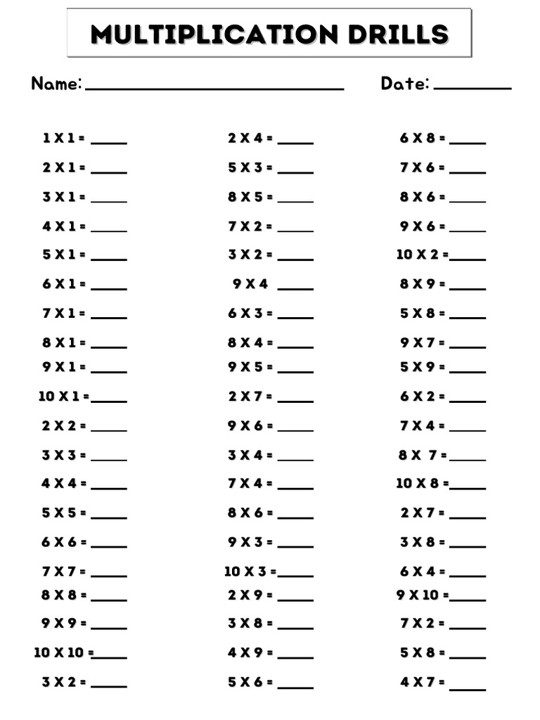 Multiplication Drills | PDF
